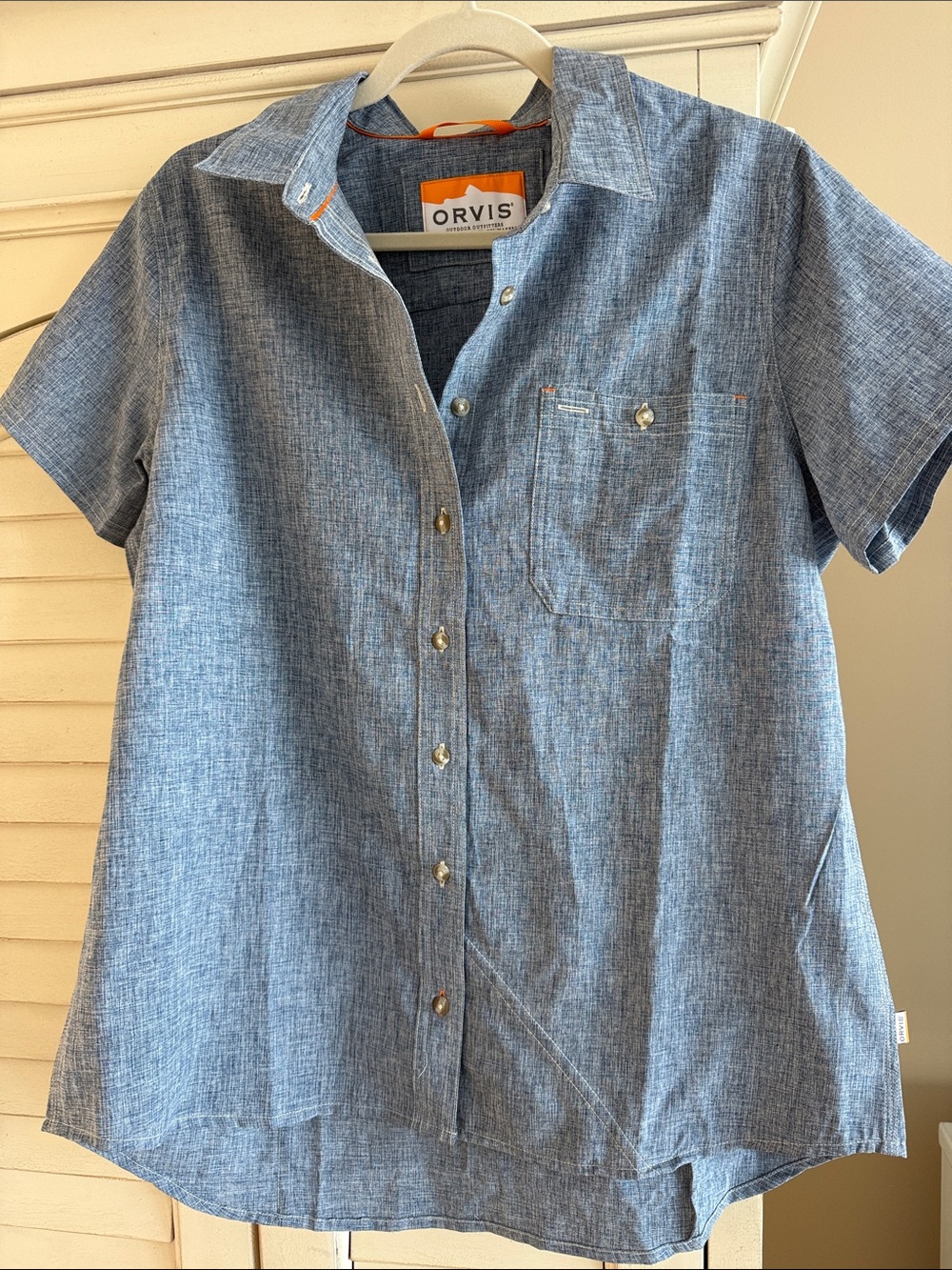 Orvis Blue Short-Sleeve Chambray Button-Down Shirt